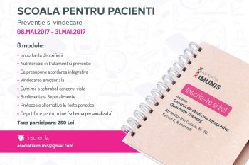 Au început înscrierile la Școala pentru pacienți, ediția a III-a, organizată de Asociația Imunis